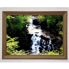 Union Rustic Forest Waterfall Gush Print Framed Art