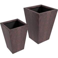 Leisuremod Serene Square Fiberstone Planter Pot Set