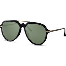 Solbriller 24.se Aviator Sunglasses - Sort/Grøn Linse