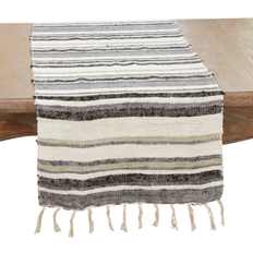 Stripes Tablecloths Saro Bohemian Bliss Striped Table Runner 16 x 72 in Tablecloth Blue