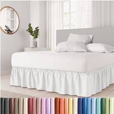 Twin Valance Sheets CGK Unlimited Ruffled Elastic Wrap Around Bedskirt Drop Valance Sheet White (190.5x)