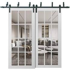 SartoDoors 3355 48 Lite Clear Glass Matte Barn with Hardware Kit Sliding Door (x)