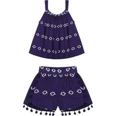 Other Sets Mer St. Barth Mer St. Barth Colette Embroidered Top & Short Set, Navy Blue, 10Y Maisonette