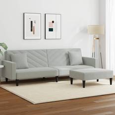 VidaXL Soffgrupper Soffor vidaXL Soffgrupp Med Kuddar 2 Delar Ljusgrå Sammet Soffa