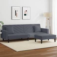 2-sits - Soffgrupper Soffor vidaXL Set Dark Grey Velvet 100% Polyester Sofa 2 Seater