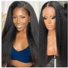 WAOCEO 5x5 Kinky Straight Lace Closure 150 Density Wig 34 inch
