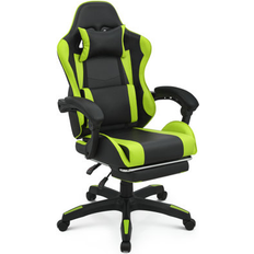 Gaming Chairs Inbox Zero Inbox Zero Racing Game Chair High Back Computer Chair w/ Footrest Massage Lumbar Support Faux Leather in Green/Black s- Green/Black