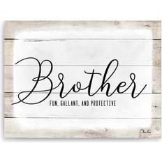 Trinx Brother White/Beige/Black Framed Art 16x12"