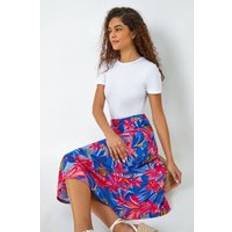 Florals - Women Skirts Roman Tropical Floral Stretch Panel Skirt Blue