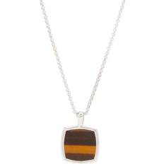 Argento - Uomo Collane Tom Wood Men's Cushion Pendant Necklace in Tiger Eye END. Clothing