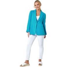 Stretch - Women Blazers Roman Petite Linen Blend Blazer Turquoise