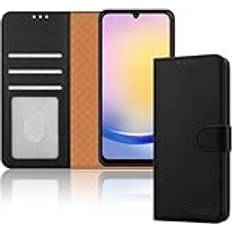 iCatchy iCatchy för Samsung Galaxy A25 fodral läder plånbok bok flip folio stativ vy magnetiskt skydda RFID-blockerande fodral kompatibel med Samsung A25 telefonfodral svart