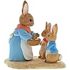 Beatrix Potter Mrs Rabbit, Flopsy & Peter-statyett, harts, färgglad Prydnadsfigur