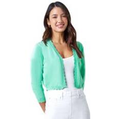 Clothing Roman Scalloped Edge Stretch Knit Shrug Mint