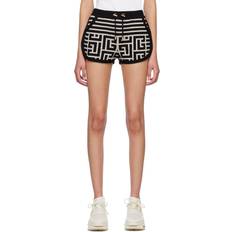 Balmain Shorts Balmain Black & Off-White Jacquard Shorts Edk Noir/Ivoire FR