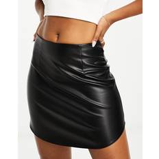 Clothing ASOS DESIGN Curved Hem Faux Leather Miniskirt