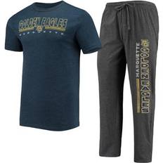 Gold Sleepwear Concepts Sport Men's Heathered Charcoal/Navy Marquette Golden Eagles Meter T-Shirt & Pants Sleep Set