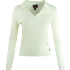 Parajumpers Polo Shirts Parajumpers Caris Purity Long Sleeved White Polo Shirt Cream