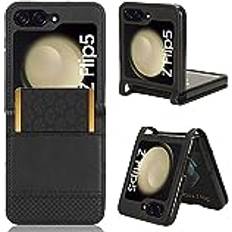 DESSEN Fodral till Samsung Galaxy Z Flip 5 Z Flip5 plånbok stil PU-läder skal telefonfodral, magnetisk stängningskonsol kortplats helsida droppe stötfångare skyddande fodral. Svart