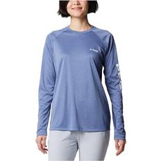 Columbia Women T-shirts Columbia Women's Tidal Tee PFG Heather Long Sleeve- Purple