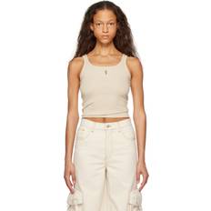 Amiri Tank Tops Amiri Beige Ribbed Tank Top Summer Sand