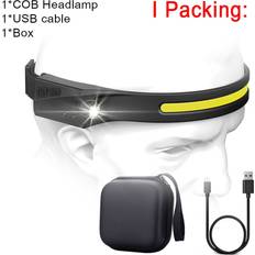 Greenzech Package I, EU COB LED Headlamp Sensor Headlight with Built-in Battery Flashlight USB Rechargeable Head Lamp Torch 5 Lighting Modes Work Light