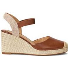 Marrón - Mujer Alpargatas Lauren Ralph Lauren Pearle II Leather & Canvas Espadrille Deep Saddle Tan - Beige