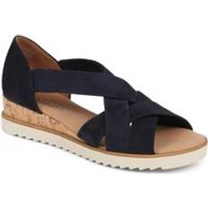 Gabor Leather Wedge Sandals - Navy