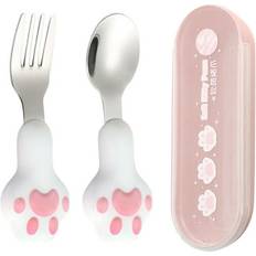 Cheap Kids Cutlery Wovilon Children S Tableware Creative Paw Spoon Fork Kindergarten Baby Complementary Food Storage Box Set Cute Styling