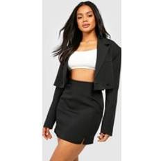 Boohoo Women Skirts boohoo Double Split Front Woven Mini Skirt Black