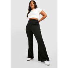 High comfort Trousers boohoo Plus Basic Rib Flare Trousers Black