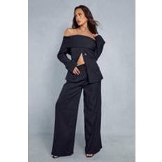 Trousers & Shorts Misspap Tailored High Waisted Button Detail Trousers Black