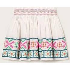 Cotton Skirts Children's Clothing Monsoon Girls Tropical Embroidered Hem Skirt White, White, Age: 11-12 Years, Women age: 11-12 YEARS