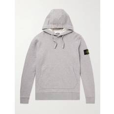 Stone Island Logo-Appliquéd Cotton-Jersey Hoodie Men Gray