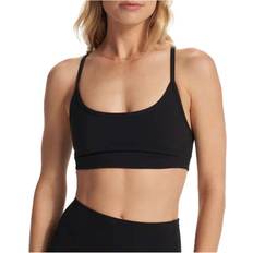 Womens Black Bliss Brand-patch Stretch-recycled Polyamide Sports bra