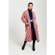 Orange - Women Cardigans Liquorish Longline Cardigan In Orange And Purple