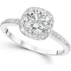 1/5ct Diamond Cushion Halo Engagement Ring 14K White Gold