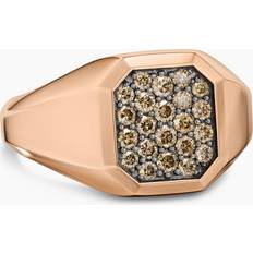 David Yurman Rose Gold Rings David Yurman Streamline Signet Ring in 18K Rose Gold with Cognac Diamonds