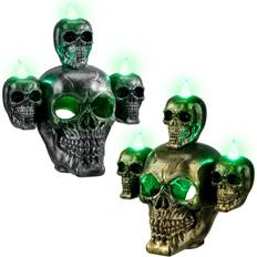 Tianfu 2 Pcs Halloween Skeleton Skull Lights Horror Skull Head Lamp Battery Powered Decorative LED Electronic Halloween Lamp Decoration