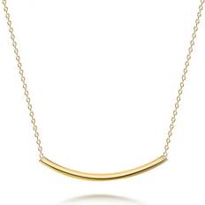 Bling Jewelry Simple Sideways Horizontal Tube Bar Pendant Necklace Gold .925 Silver