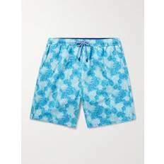 Peter Millar Linework Straight-Leg Mid-Length Printed Swim Shorts Men Blue