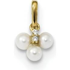 Children - Gold Charms & Pendants Jewelry Stores Network 14k Yellow Gold Childrens White Freshwater Cultured Pearl & CZ Pendant