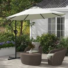 Garden & Outdoor Environment OutSunny 3m Cantilever Banana Parasol with Crank Handle Tilt Cream