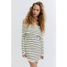 H&M White Dresses H&M Ladies White Rib-knit off-the-shoulder dress