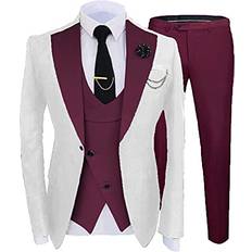 Red Suits Setwell Burgundy Tux for Men for Wedding Slim Fit Piece Suit One Button Prom Suits Blazer Vest & Trousers