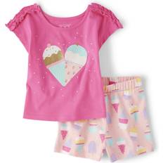 Other Sets The Children's Place Baby Toddler Girls Sleeve Shirt and Shorts, 2PC Set, Ice Cream Cones, 4T