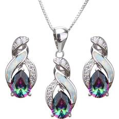 Jewelry Sets Hermosa Jewelry Sets Australian Created Opal Necklace Earrings Mother's Day Gifts Jewelry for Mom JS12