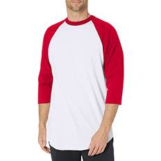 Soffe Mens Classic Raglan 3/4 Sleeve T-Shirt - White/Red
