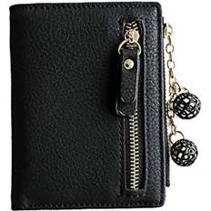 AOXONEL Rfid Small Bifold Leather Wallet Mini Zipper Coin Purse id card Pocket,Slim Compact Thin Black3