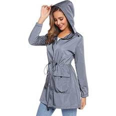 Yellow Rain Jackets & Rain Coats N/C NC Women's Rain Jackets Raincoat Waterproof Lightweight Windproof Adjustable Windbreaker Rain Coat grey, xx-large